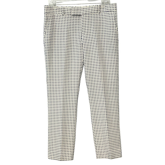 Banana Republic Sz 8 Hampton Cropped Dress Pants 28"Ins Textured Lined Polka Dot - Picture 1 of 9